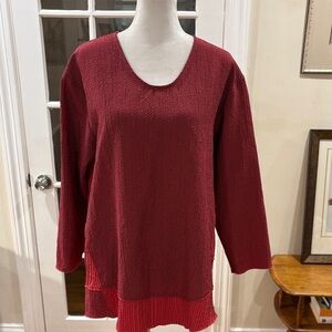 Habitat Red and Black Striped V-Neck Top. Size S